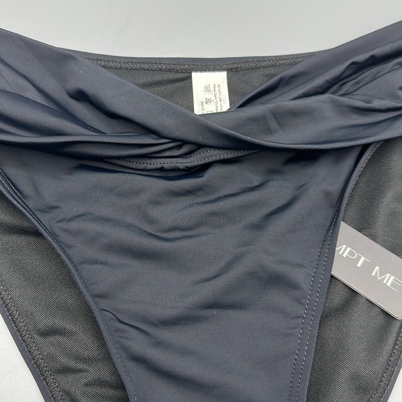 Tempt Me Solid Black Twist High Waist Women's Bikini Bottoms Size Small - Picture 2 of 5